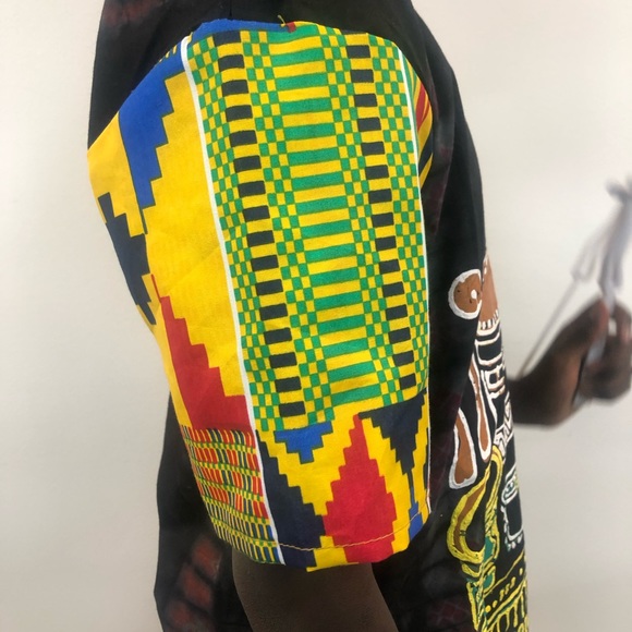 African men attire shirt with kente sleeve - Picture 4 of 7
